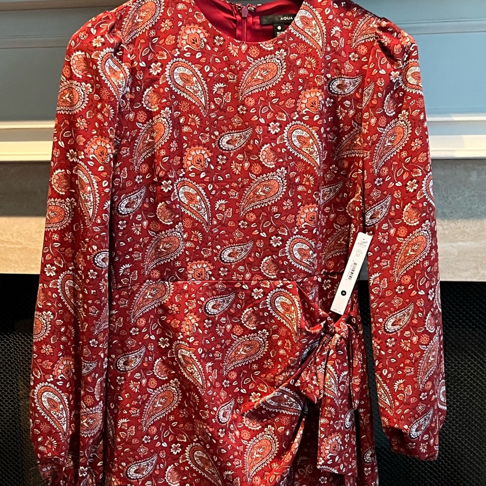 Red/Rust Paisley side tie dress.